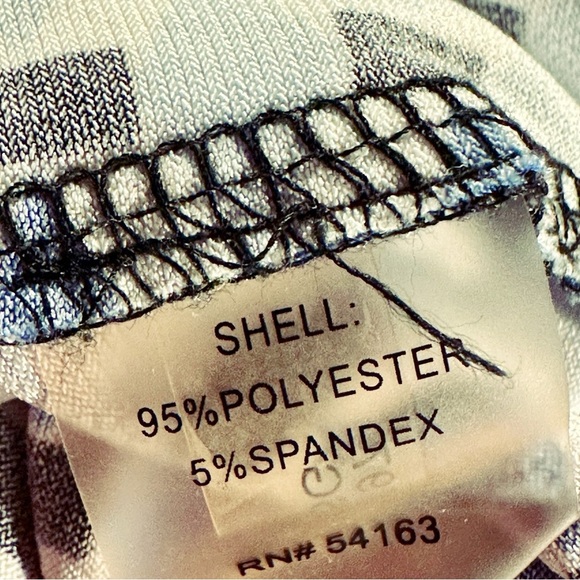 Calvin Klein Blue & White Geometric Shape Pleated-Neckline Sleeveless Top Sz MP - Picture 8 of 11